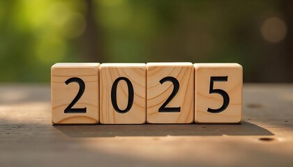 Wood Block New Year Concept for 2025
