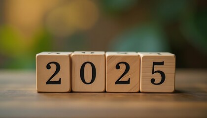 Wood Block New Year Concept for 2025