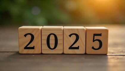 Wood Block New Year Concept for 2025