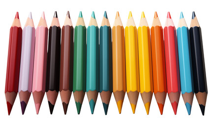 Color wooden pencils, studio view, isolated on white background.