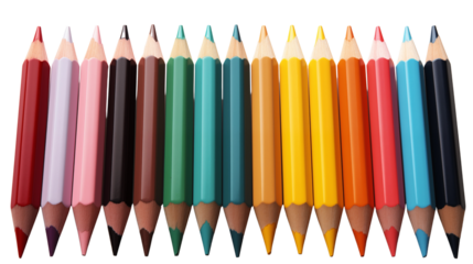 Color wooden pencils, studio view, isolated on white background.
