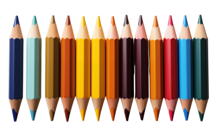 colored pencil set, studio view, isolated on white background.