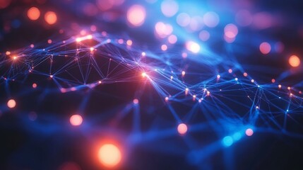 Ultra-Realistic Technology Network Background with Bright Colors Highlighting Digital Connectivity and Innovation