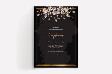 WEDDING INVITATION FRAME WITH FLOWER DECORATIONS WITH FRESH LEAVES