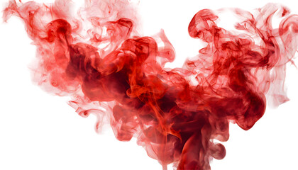 Red smoke stage studio on a white isolated background. Generative AI.