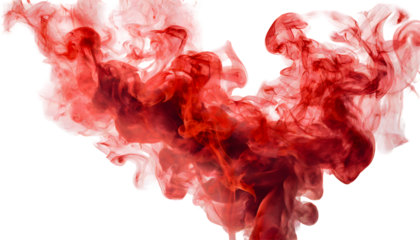 Red smoke stage studio on a white isolated background. Generative AI.