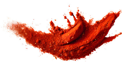 Red spice powder Splash on a white isolated background. Generative AI.