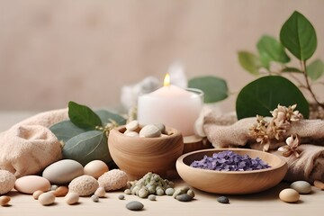 Natural organic spa ingredients, natural beauty treatments Generative AI