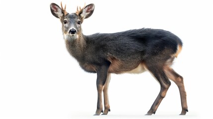 Fototapeta premium Majestic deer on white background: graceful wildlife portrait