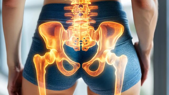 Lower spine distress: vivid visualization of pain concentrated in coccyx, lower back region, highlighting discomfort and tension in spine, emphasizing impact on posture and mobility.