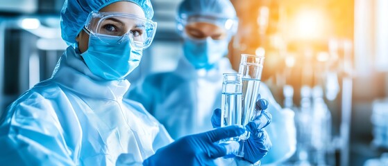 Lab worker holding test tubes.