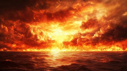 Apocalyptic Sky Ablaze with Roaring Flames