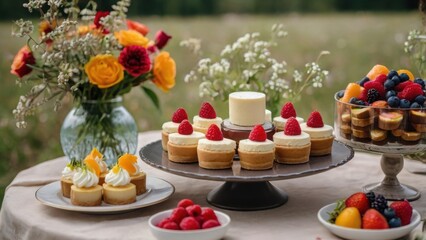 Fototapeta premium Summer Garden Party Dessert Table 