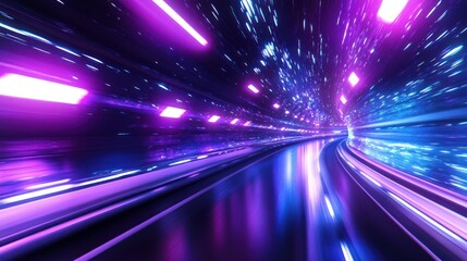 Speeding through a glowing tunnel of neon colors