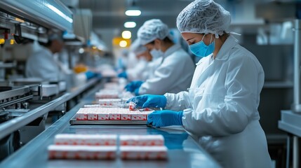 Workers in a food processing facility preparing fresh produce during daylight hours for quality assurance and packaging