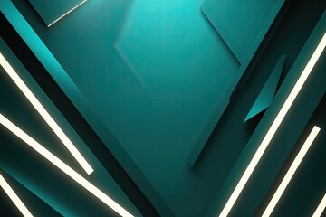 Obraz premium Dark Teal Angular Shape Background with Glowing Effects for Design Projects