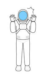 Astronaut raising his hand in surprise.