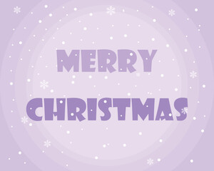 A Christmas poster. The inscription Merry Christmas on a purple background. A Christmas card with a picture of snowflakes. Vector illustration