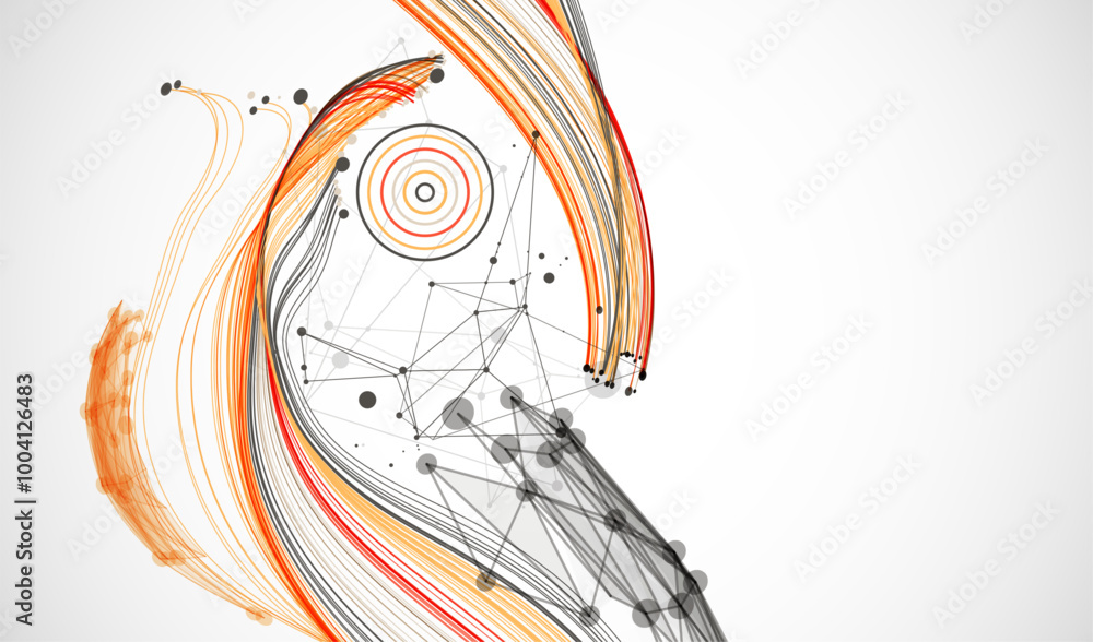 Poster Abstract colored background with many intersecting lines. Hand drawn vector illustration.
