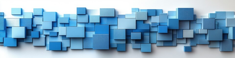 Blue Blocks, Cubes Abstract Background, LinkedIn cover, AI Generated
