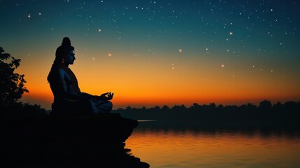 Serene Lord Shiva Silhouette at Twilight