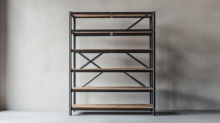 Minimalist Industrial Style Wooden Shelf Unit