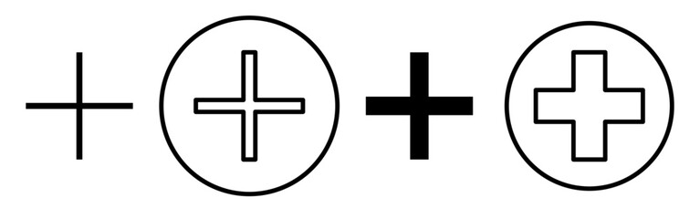 Obraz premium Vector illustration of add black and white icon. Plus icon black and white on white isolated background. Flat design. EPS 10