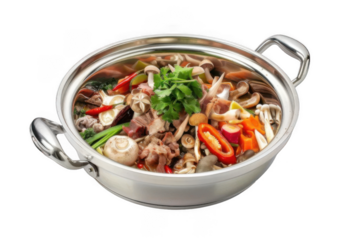 A flavorful homemade stew featuring fresh vegetables and beef, beautifully arranged in a pot. Perfect for comfort food inspiration and culinary exploration