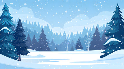 Fototapeta premium A snowy forest with trees covered in snow