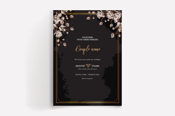 WEDDING INVITATION FRAME WITH FLOWER DECORATIONS WITH FRESH LEAVES
