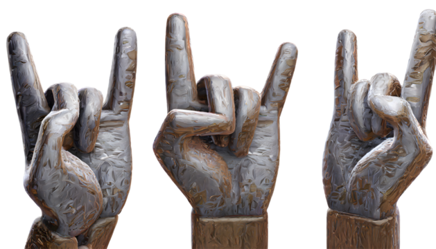 rock hand gesture 3d icon of metal music isolated on white background. Generative AI.