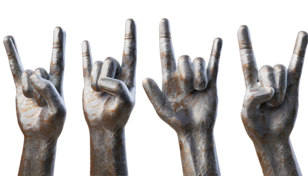 rock hand gesture 3d icon of metal music isolated on white background. Generative AI.