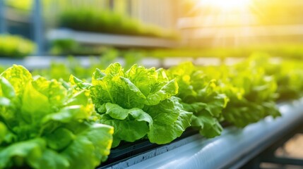 Fresh Green Lettuce in Bright Sunlight at Farm