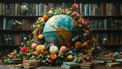 Fototapeta premium the world in the library