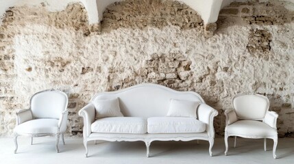 Shabby chic interiors blending classic vintage furniture and distressed textures