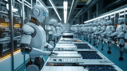 Robots Working in a Data Center.