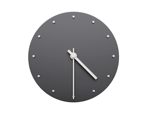 3d Simple Gray Round Wall Clock 4:30 Four Thirty Half past Four, White Background, 3d illustration
