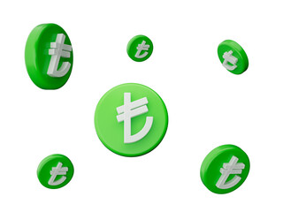 Green Turkey lira icons Set isolated on white background 3d illustration

