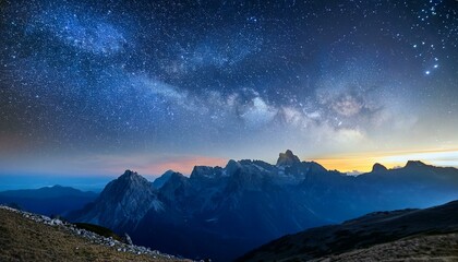 山々と奇麗な星空