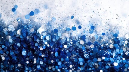 confetti in shades of blue and silver cascades gracefully against a soft white backdrop radiating a cheerful and exhilarating vibe that embodies celebration