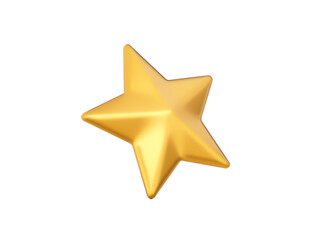3d One Golden Shiny Rating Star Symbol Isolated On White Background, 3d illustration

