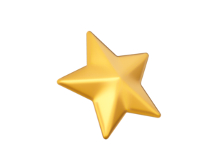 3d One Golden Shiny Rating Star Symbol Isolated On White Background, 3d illustration
