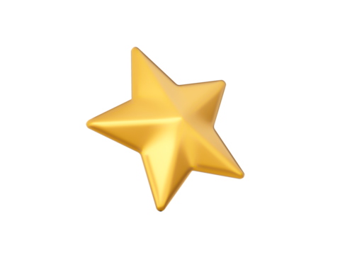 3d One Golden Shiny Rating Star Symbol Isolated On White Background, 3d illustration
