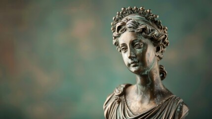Fototapeta premium Bronze Bust of a Woman with a Crown