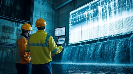 Engineers Monitoring Hydroelectric Dam Operations.