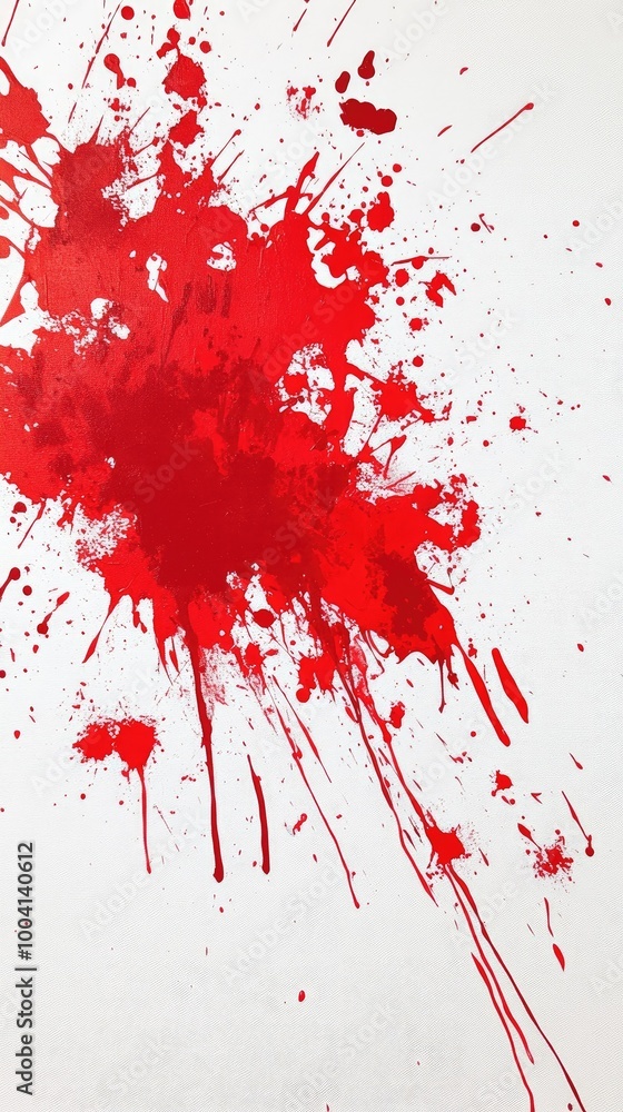 Sticker vibrant red paint splash on a white canvas, creating an artistic and dynamic visual impact for creat