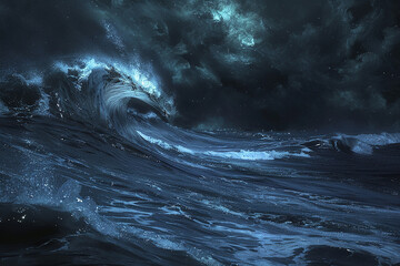 A huge wave in the ocean, complex patterns