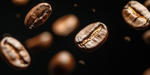 Coffee beans flying in the air coffee coffee beans beverage.