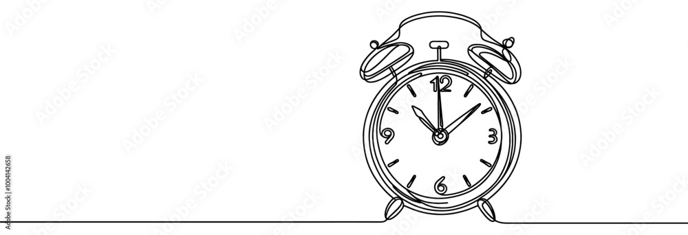 Aufkleber continuous one line drawing of clock. clock linear icon. one line drawing background. vector illustr