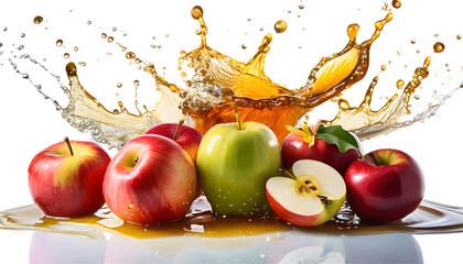 Rosh Hashanah still life Splashes on a white isolated background. Generative AI.